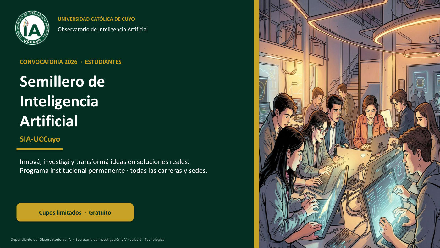 Diapositiva 1 de 10: Semillero de Inteligencia Artificial, convocatoria 2026